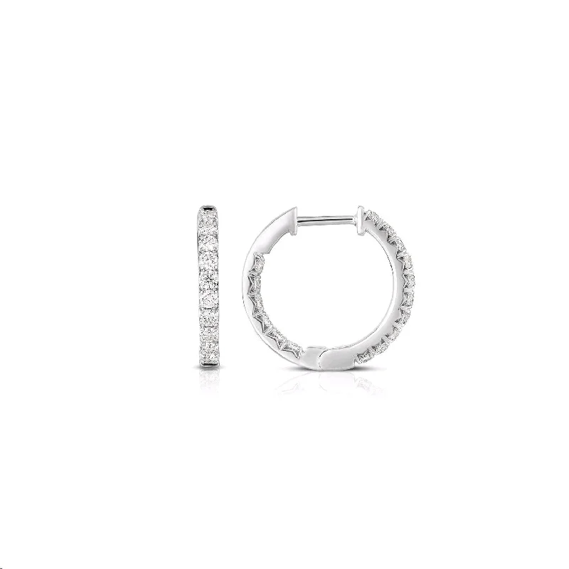 Elegant engagement rings for women-Inside Out Diamond Hoops, .50 Inch, .50 Carat, 14K White Gold