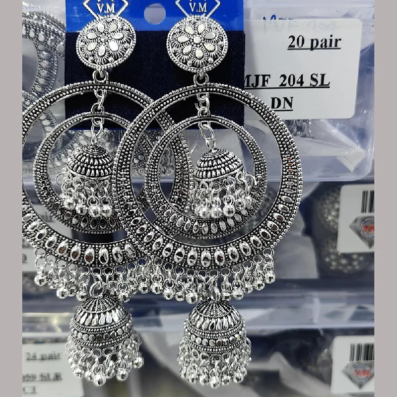 Long dangling earrings for women-VM Imitation Oxidised Plated Ghungroo Jhumki Earrings