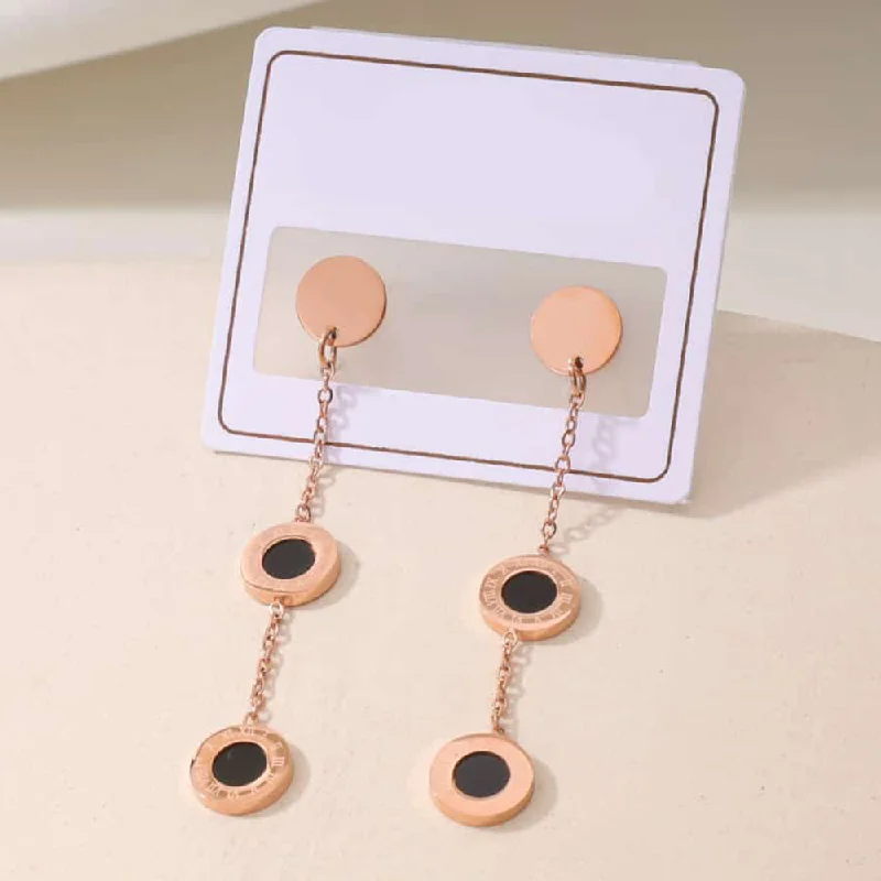 Artistic drop earrings for women-Tarohi Jewels Rose Gold Plated Fancy Dangler Earrings