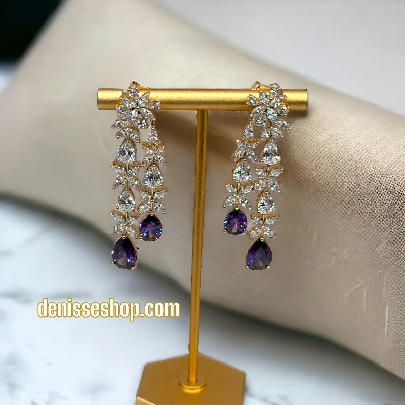 Star earrings for women-18k Purple Earrings E255