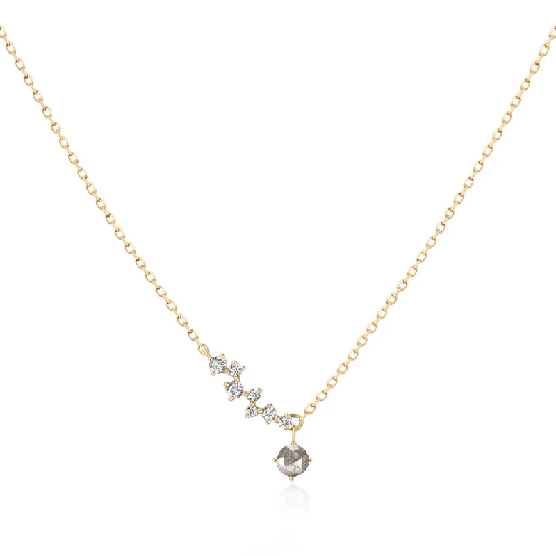 Layered gold necklace for women-14K Yellow Gold 0.13ctw White & Gray Diamond Free Form Necklace by Aurelie Gi