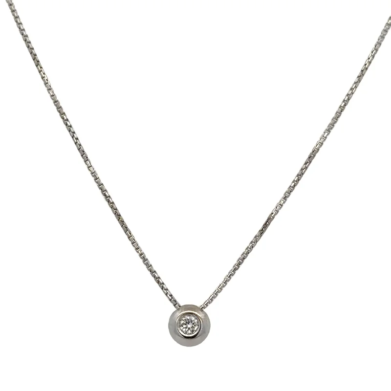 Custom gold necklace for women-.10 ct. Round Brilliant Cut Diamond Pendant in 18K  White Gold