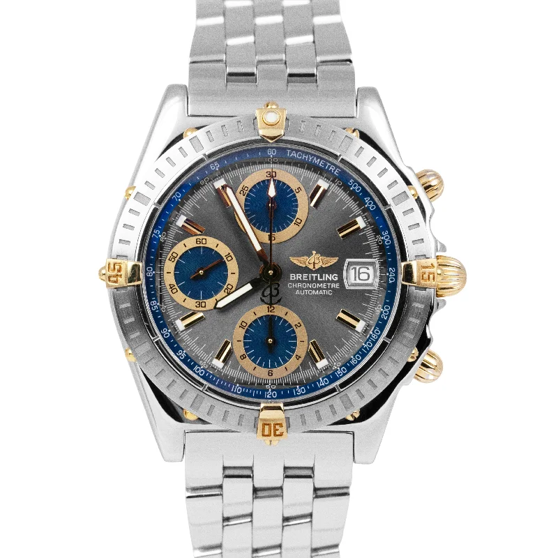 Wristwatches with a ceramic case-Breitling Chronomat Gray Two-Tone 39mm 18K Gold Stainless Steel Watch B13352