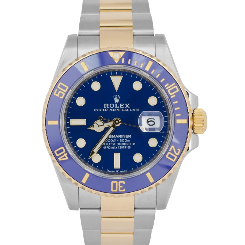 Scratch-resistant wristwatches-MINT NEW PAPERS Rolex Submariner Date 41mm Ceramic Two-Tone Gold 126613 LB BOX