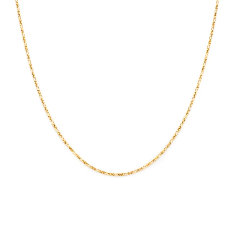 Custom gold pendant necklace for women-Figaro Chain Spark Necklace | 14k Gold