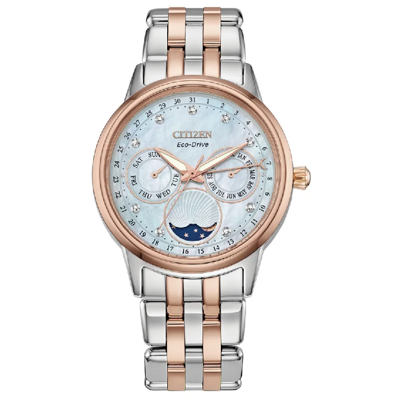 Wristwatches with alarm function-Ladies Citizen Calendrier