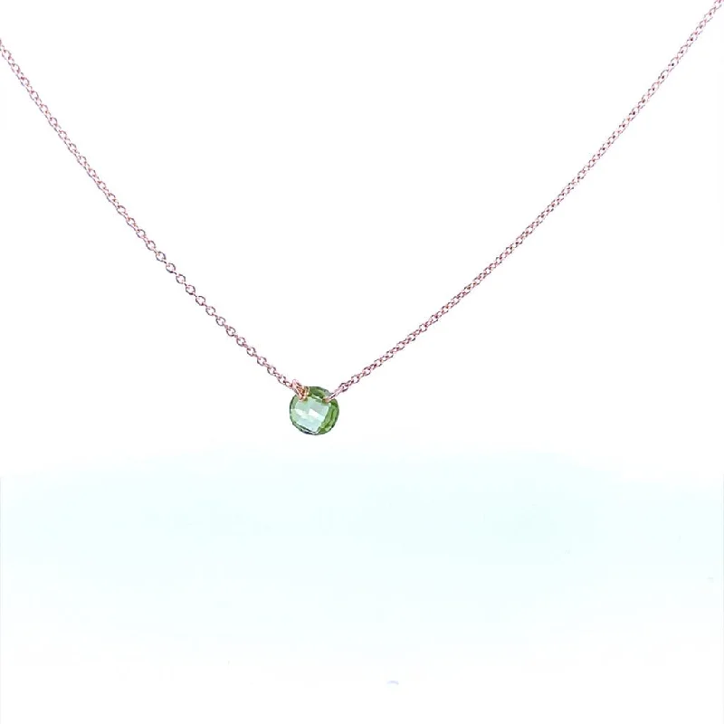 Romantic necklace for women-Gold Filled Round Peridot Solitaire Necklace by Dee Berkley