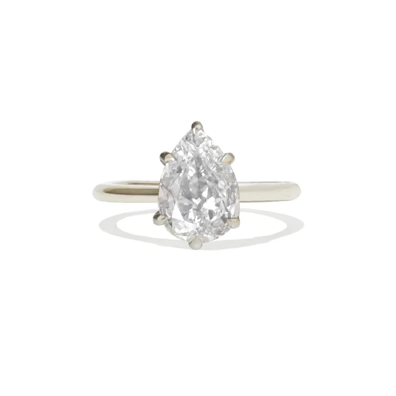 Diamond engagement rings with accents for women-Antique Pear Diamond Solitaire Ring