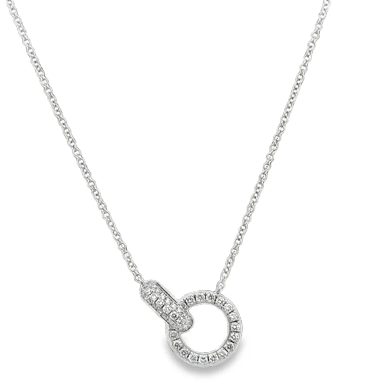 Birthstone necklace for women-Diamond Accented Interlocking Necklace in White Gold