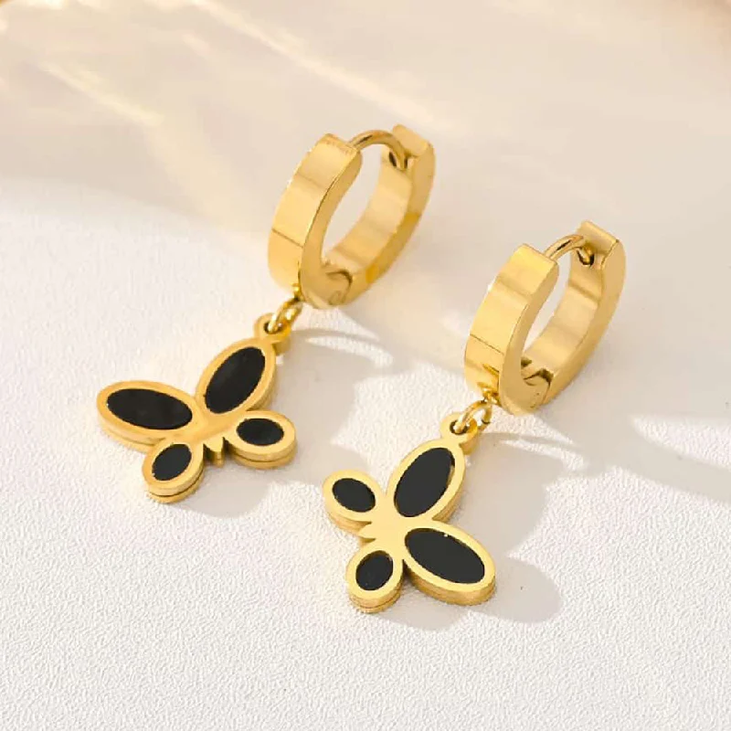 Oval earrings for women-Tarohi Jewels Gold Plated Butterfly Shape Fancy Dangler Earrings