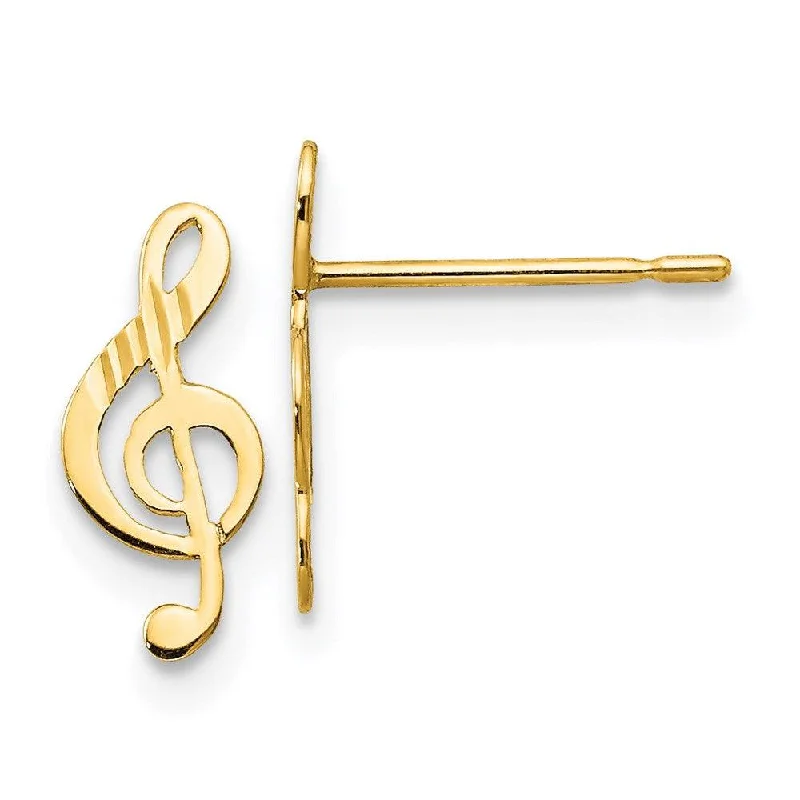 Chic drop earrings for women-Madi K Kid's 14k  D/C Music Note Post Earrings