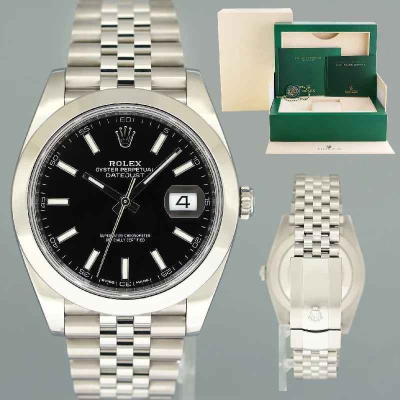 Minimalist wristwatches-2020 MINT Rolex DateJust 41 Steel 126300 Black Dial Jubilee Band 41mm Watch Box