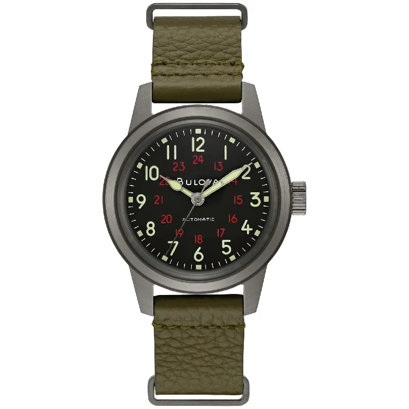 Sports wristwatches with stopwatch function-Bulova Military Hack Watch