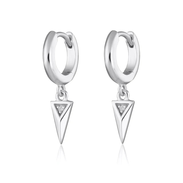 Artistic earrings for women-Scream Pretty Sterling Silver Rebel Charm Hoop Earrings