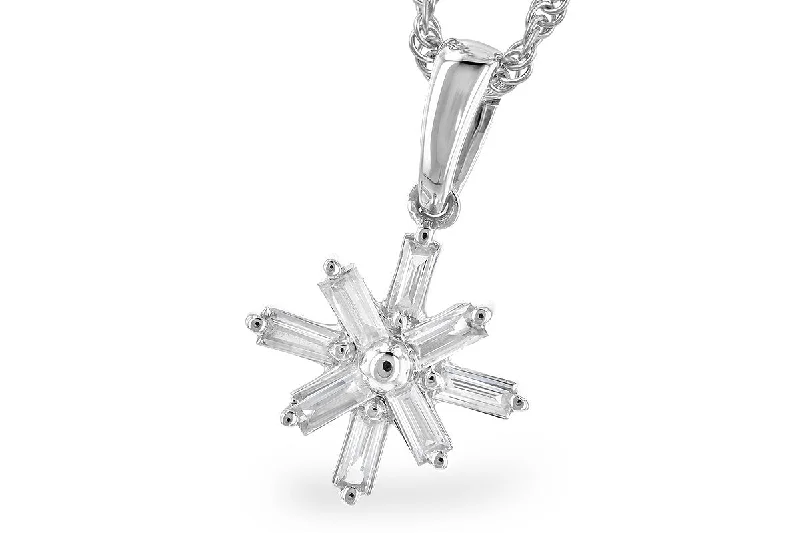 Elegant necklace for women-14K White Gold 0.14ctw Baguette Diamond Starburst Necklace by Allison Kaufman