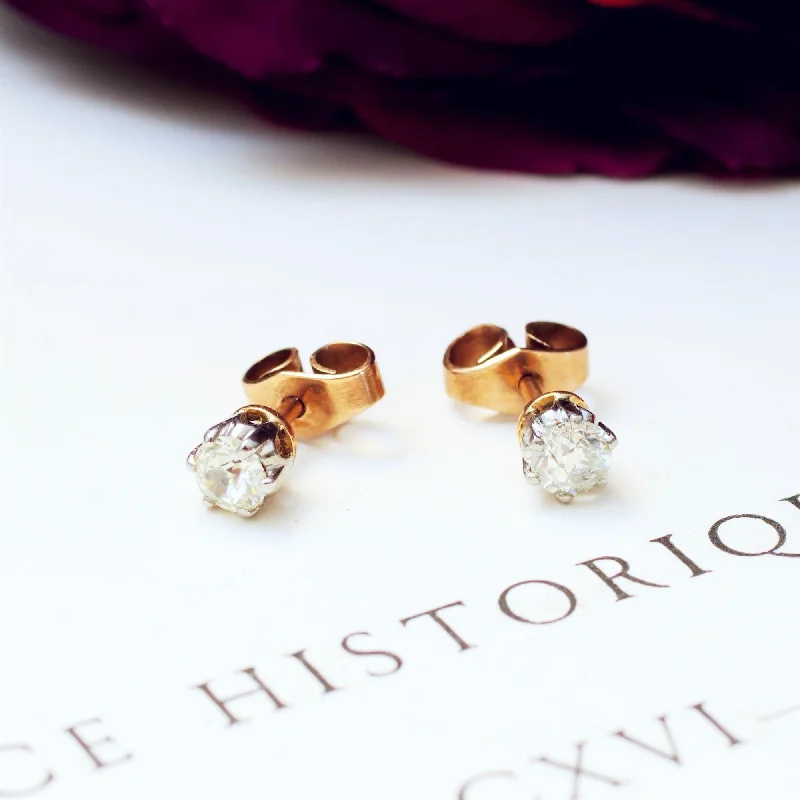 Elegant earrings for women-Beautiful Half Carat Vintage Diamond Earring Studs