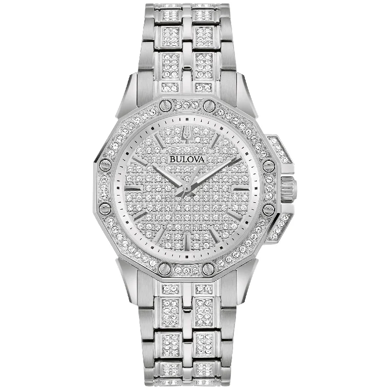 Elegant wristwatches with diamonds-Bulova Dress/Classic Crystal Ladies Watch Stainless Steel