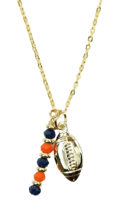 Beaded necklace for women-The Touchdown Necklace - Orange + Navy