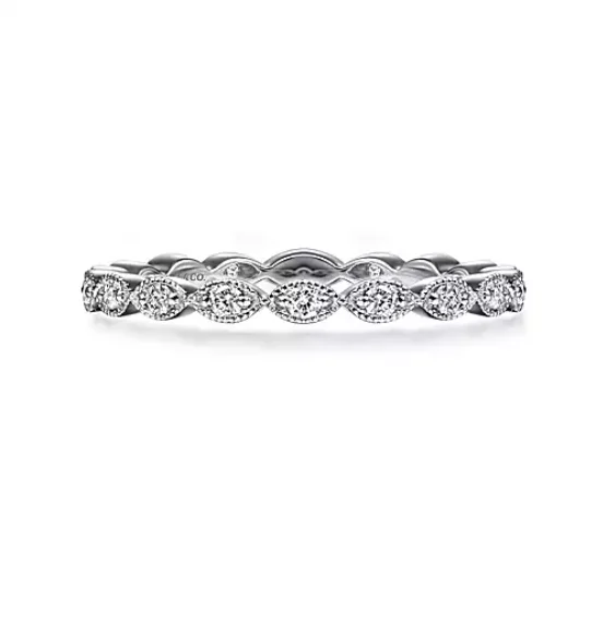 Platinum diamond engagement rings for women-White Gold Marquise Station Diamond Stackable Ring