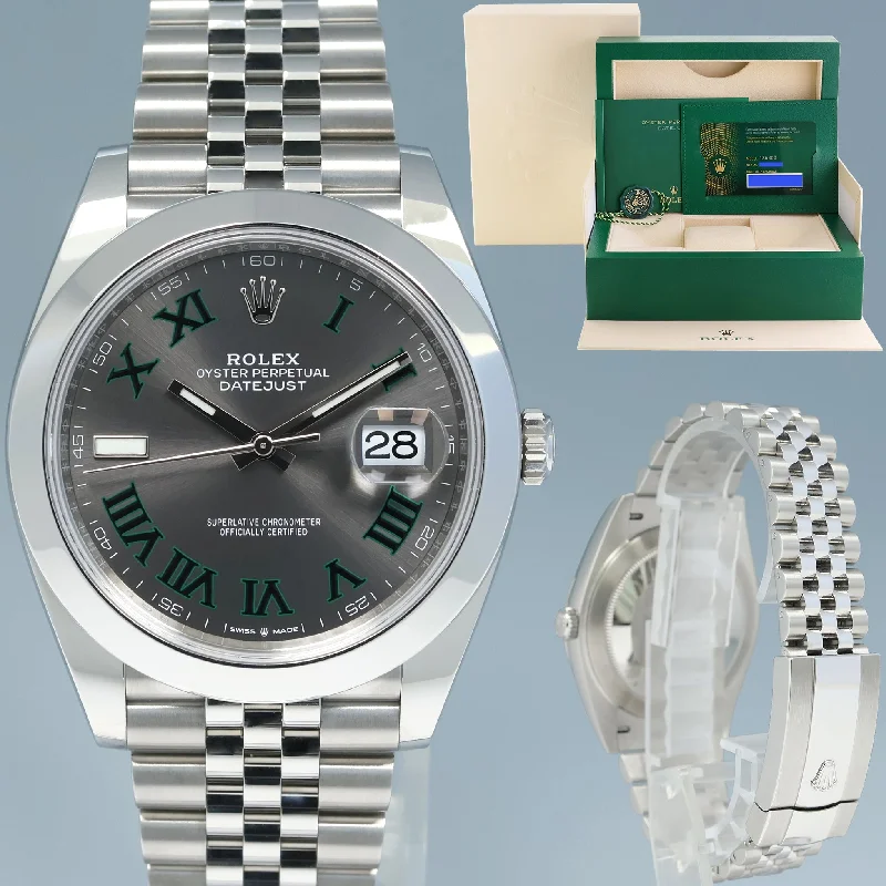 Stainless steel sports wristwatches-2024 NEW PAPERS Rolex DateJust 41 Steel 126300 Wimbledon Jubilee 41mm Watch Box