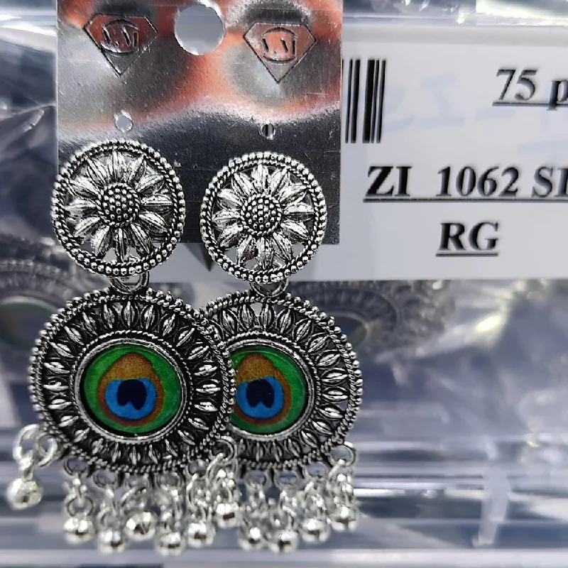 Clip earrings for women-VM Imitation Oxidised Plated Ghungroo Dangler Earrings