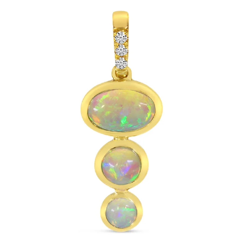 Personalized pendant necklace for women-14K Yellow Gold 0.52ctw Opal & Diamond Graduated Pendant