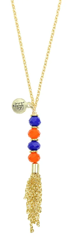 Boho necklace for women-The Mimi Necklace - Orange + Blue