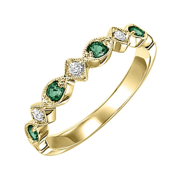 Sapphire engagement rings for women-10K Yellow Gold Emerald Diamond Stackable Ring