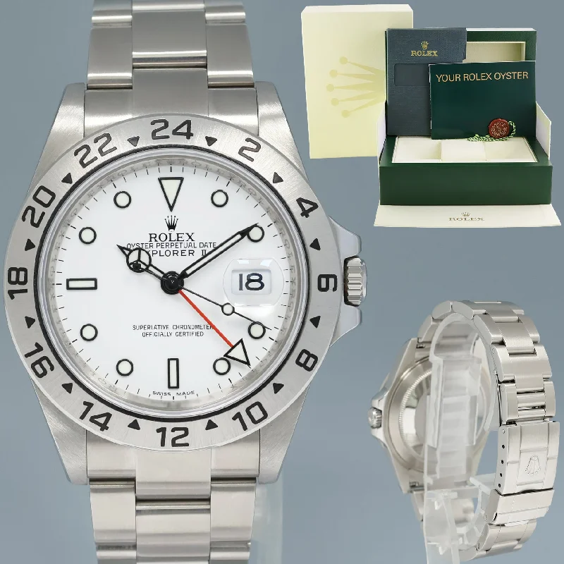 Elegant wristwatches for evening wear-MINT 2012 Rolex Explorer II 16570 Polar White Dial Steel 40mm 3186 Watch Box