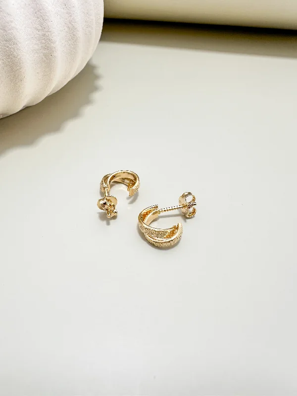 Floral earrings for women-Velani Jewelry Mini Dainty Double C Hoop Earrings