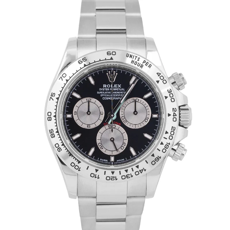 Casual wristwatches for men-MINT 2024 PAPERS Rolex Daytona Cosmograph BLACK 18K White Gold 40mm 126509 BOX