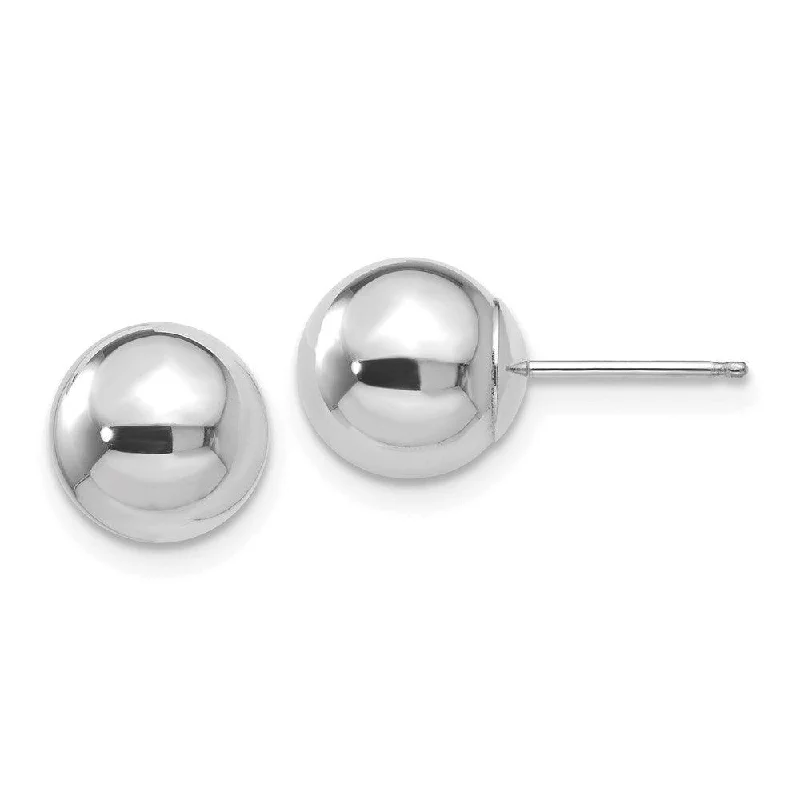 Simple hoop earrings for women-14k White Gold Polished 8mm Ball Post Earrings