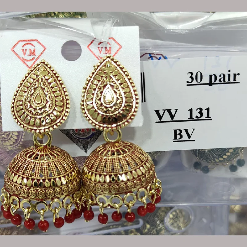 Vintage earrings for women-VM Imitation Gold Plated Pearls Jhumki Earrings