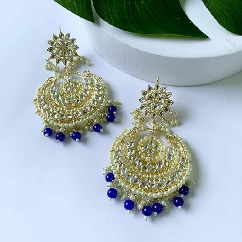 Chandelier earrings for women-Etnico Gold Plated Traditional Handcrafted Beaded Big Chandbali Earrings For Women/Girls (E7077Bl)