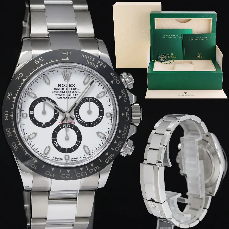 Wristwatches for outdoor activities-2021 MINT Rolex Daytona 116500LN White Ceramic Panda Chrono Watch Box