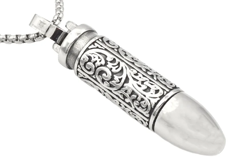 Cross necklace for women-Mens Stainless Steel Bullet Pendant Necklace