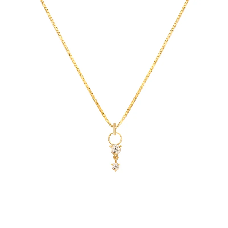 Gold necklace for women-Deux Drop Necklace | White Topaz