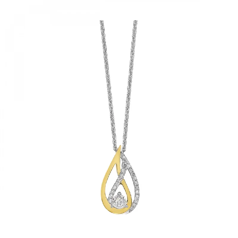 Simple gemstone necklace for women-Two Tone Diamond Interlocking Teardrop Necklace