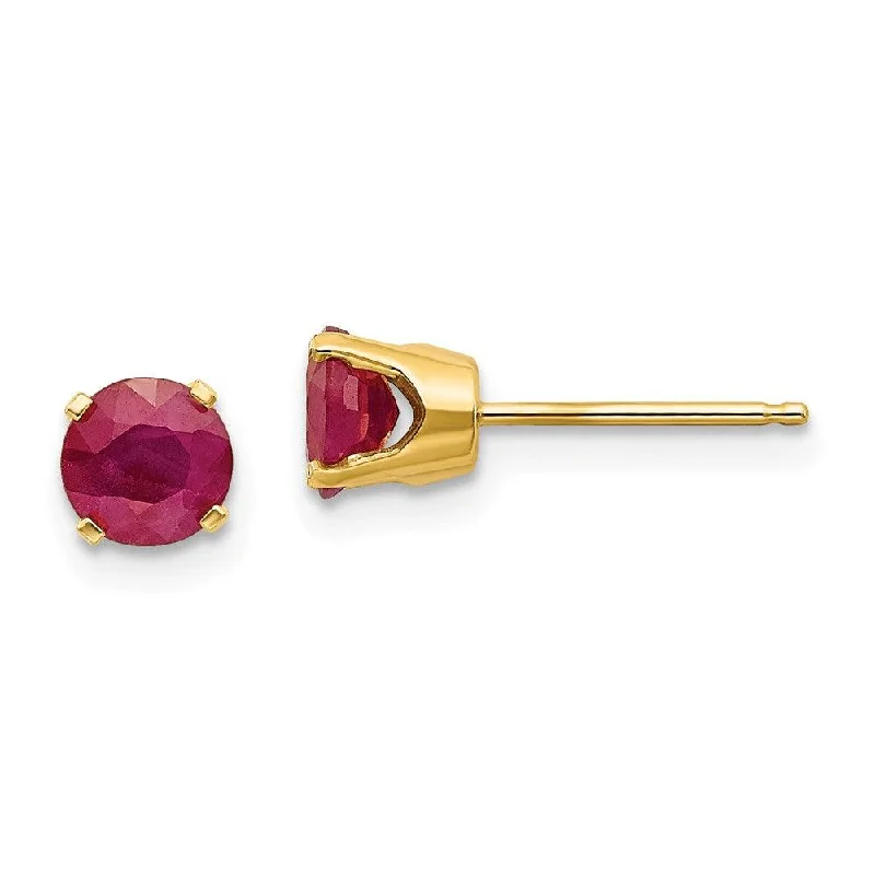 Designer stud earrings for women-14k 5mm Ruby Earrings - July