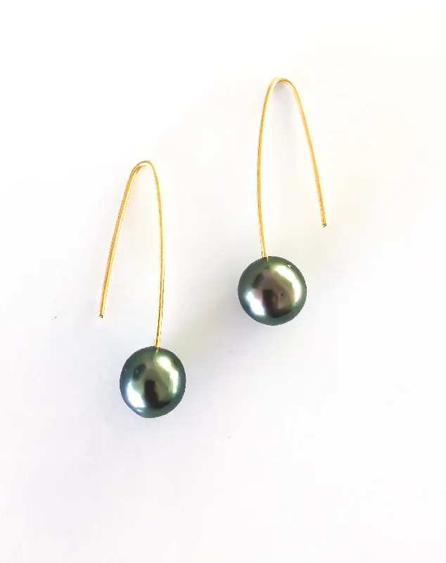 Heart-shaped earrings for women-Tahitian Pearl Arc Earrings