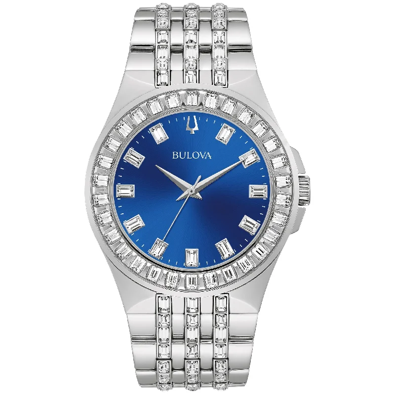 Affordable wristwatches for women-Bulova Dress/Classic Crystal Mens Watch Stainless Steel