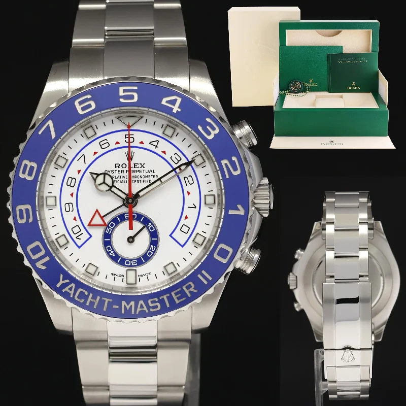 Women's elegant wristwatches-2020 MINT Rolex Yacht-Master 2 MERC HANDS Steel Blue 116680 Watch Box