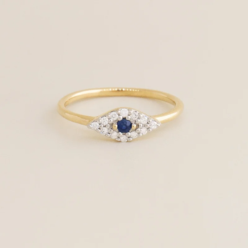 Engagement rings with tanzanite for women-Classic Diamond Evil Eye Ring