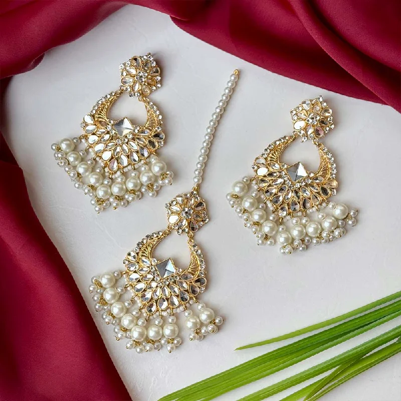 Gold-plated earrings for women-Nayab Earrings Teeka set