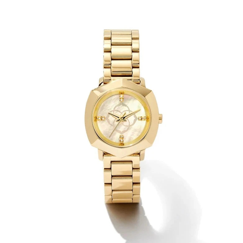 Chronograph sports wristwatches-Kendra Scott | Dira Gold Tone Stainless Steel 28mm Watch in Ivory Mother-of-Pearl