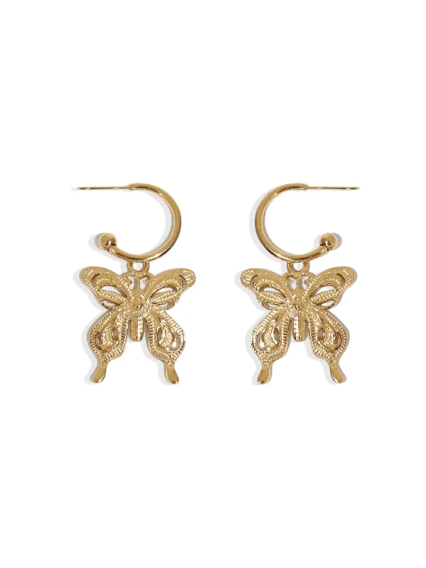 Minimalist drop earrings for women-Lana Butterfly Hoops