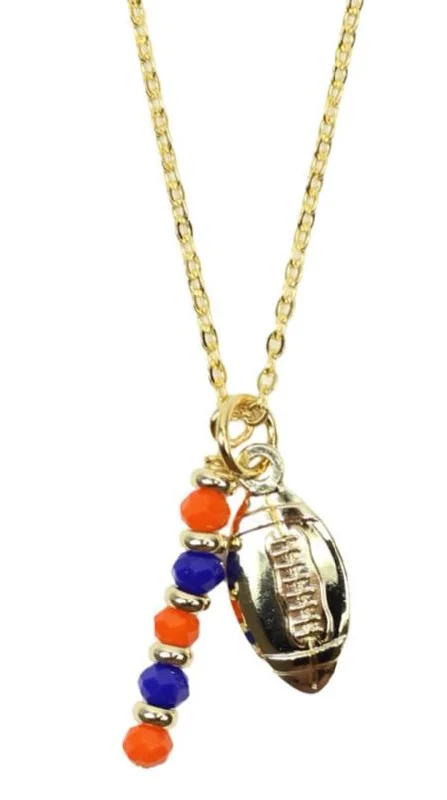 Gold-plated necklace for women-The Touchdown Necklace - Orange + Blue