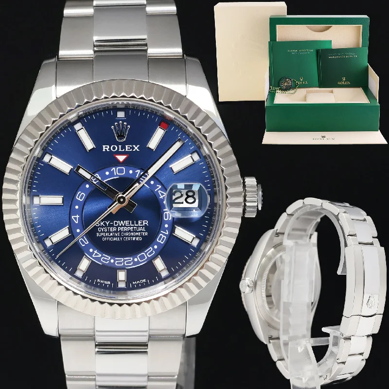 Slim wristwatches-2022 MINT Rolex Blue Sky-Dweller White Gold Oyster 42mm 326934 Watch Box