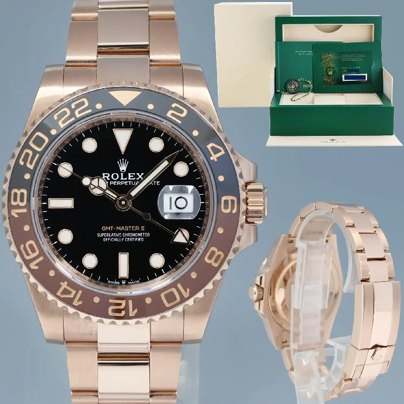 Smartwatches for iPhone-2023 NEW PAPERS Rolex GMT Master Rose Gold Ceramic Root Beer 126715 Watch Box