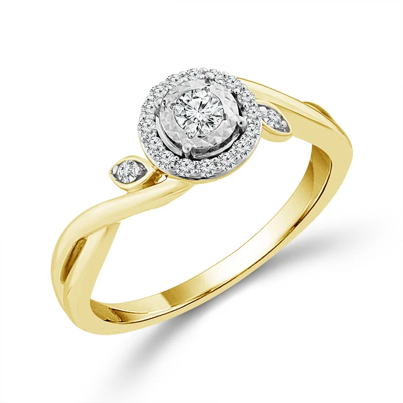 Gold engagement rings for women-1/5 Ctw Diamond Promise Ring in 10 Karat Yellow Gold